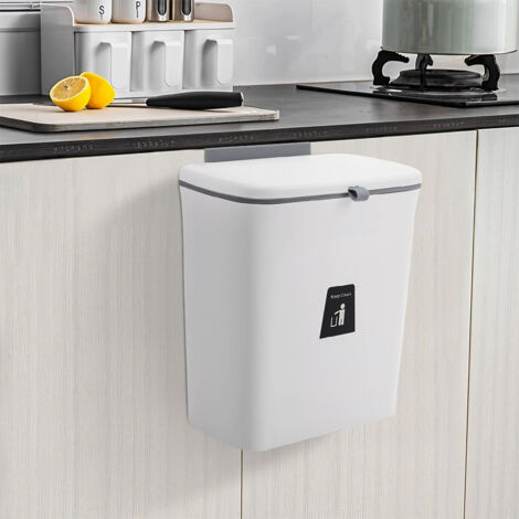 White Kitchen Hanging Flip Lid Trash Can