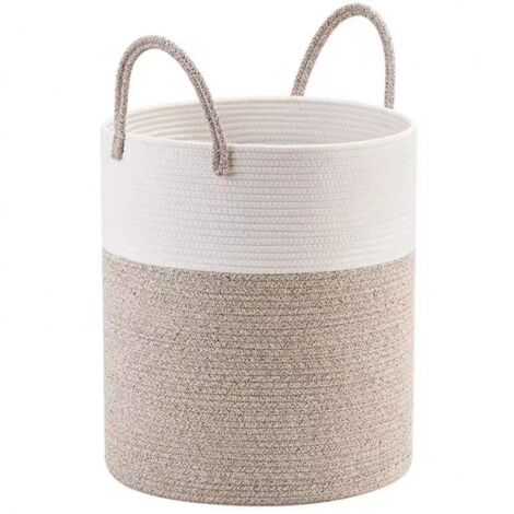 White Laundry Basket Cotton Foldable Dirty Laundry Bag Large Capacity with Handle Laundry Hamper