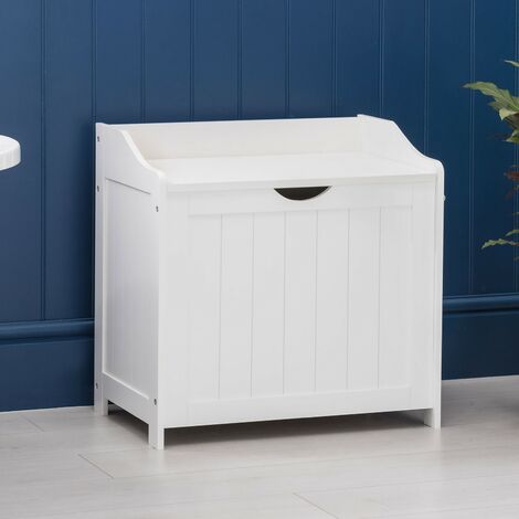 White Laundry Box With Lid - White