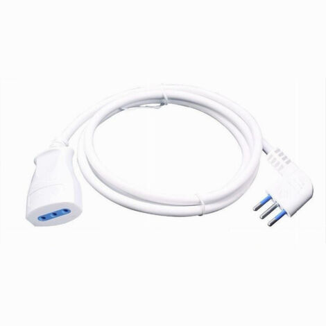 White Linear Extension Cable 3 M Plug 10a 2p+t + Socket 10a 2p+t Cable 90° 83270