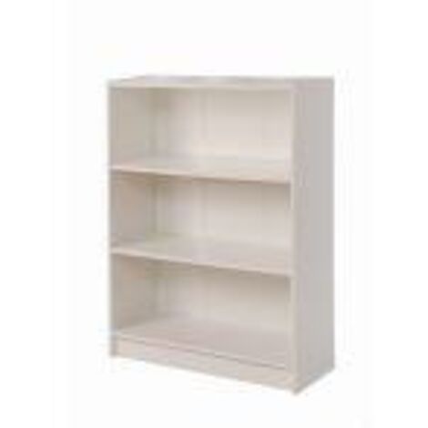 White Low Wide Bookcase With Adjustable Shelves