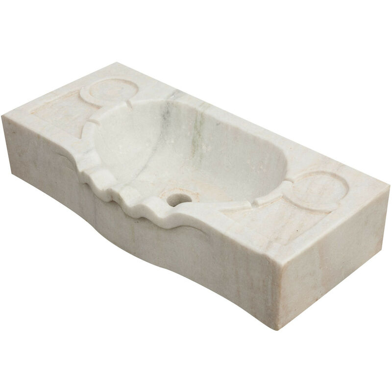 White marble W60xDP30xH14 cm sized scallop basin