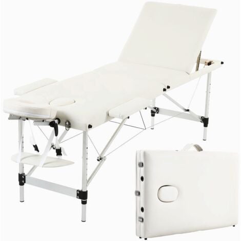 White Massage Table Spa Bed Portable 3 Folding Beauty Salon Tattoo Therapy Couch