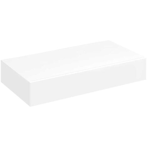 White MDF Floating Wall Display Shelf 1 Drawer Book/DVD Storage vidaXL