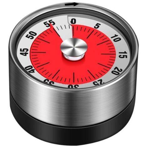 White Mechanical Kitchen Timer, Magnetic Kitchen Time Manager, Stainless Steel Rotating Kitchen Timer with Countdown Timer