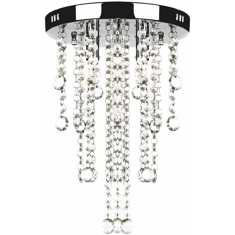 White Metal Ceiling Lamp with Crystal Beads Vidaxl