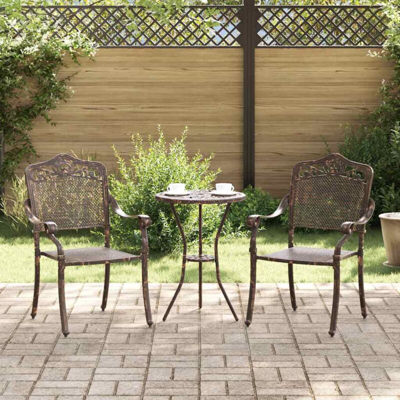 Garden Chair 2 Pcs Bronze 55 X 56.5 X 91cm Aluminium Vidaxl
