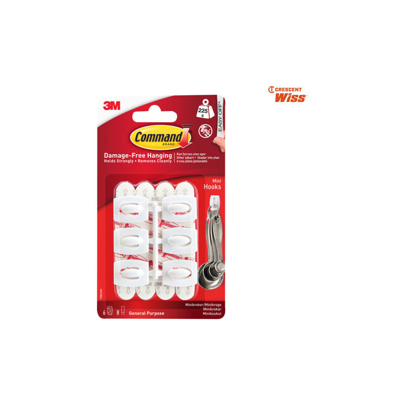 White Mini Hooks (Pack 6) - COM17006