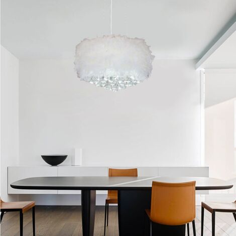 White Modern Feather Light ,Shade Crystal Ceiling Light Pendant Lighting Fixture