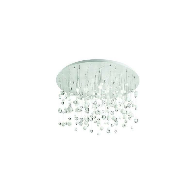Ideal Lux Neve - 12 Light Large Semi Blown Glass Bubbles Flush Ceiling Pendant White, G9