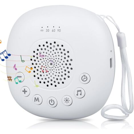 White Noise Machine Baby, ayuda a dormir bebé con 9 colores de luz, portátil Sound Machine Adultos Niños, Máquina de sonido de ruido blanco 22 sonidos USB recargable 3 ajustes de temporizador