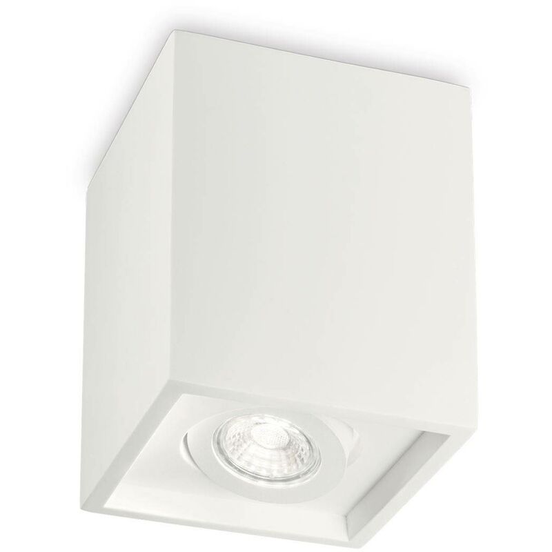 Oak - 1 Light Square Surface Mounted Downlight White - Ideal Lux