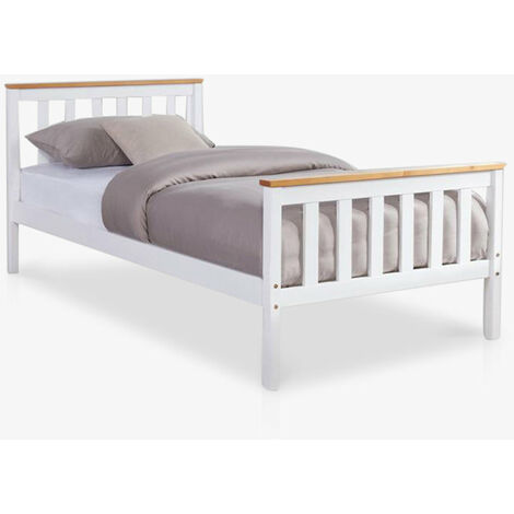 White/Oak Wooden Single Bed Frame 3FT