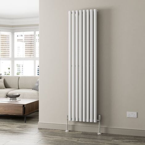 White Oval Column Designer Radiator Vertical Horizontal 1800 x 480mm Single Panel