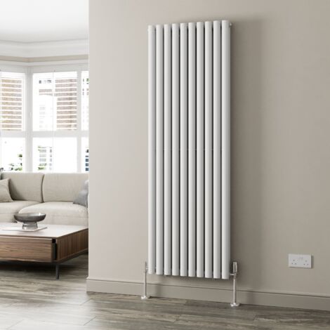 White Oval Column Designer Radiator Vertical Horizontal 1800 x 600mm Double Panel