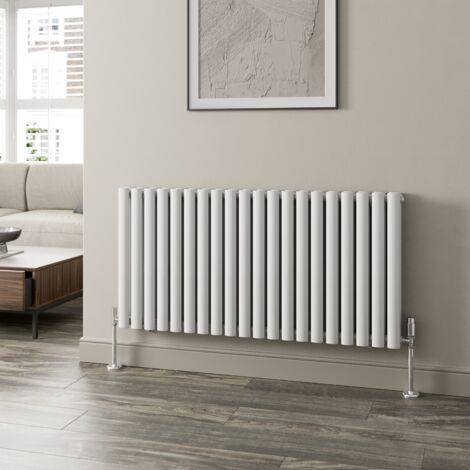White Oval Column Designer Radiator Vertical Horizontal 600 x 1200mm Double Panel