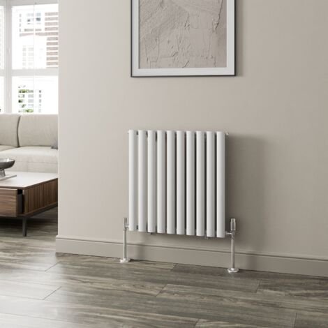White Oval Column Designer Radiator Vertical Horizontal 600 x 600mm Single Panel