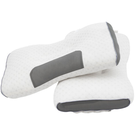 White Pair of Premium Sleep Support Knit Pillows 66cm W x 40cm D