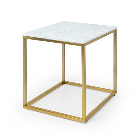 White Pearl I Coffee Table 50x50x50 (WxHxD) Marble Gold / White - Gold