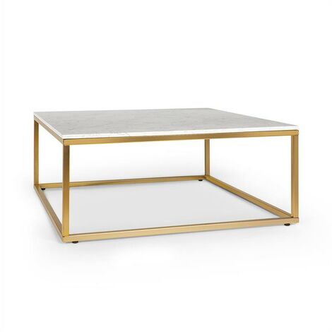 White Pearl II Coffee Table 81.5x35x81.5cm (WxHxD) Marble Gold / White - Gold