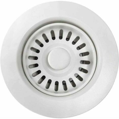 White Polymer Kitchen Sink Drain Plug with Removable Basket Filter, For 4.5 cm Drain Openings.