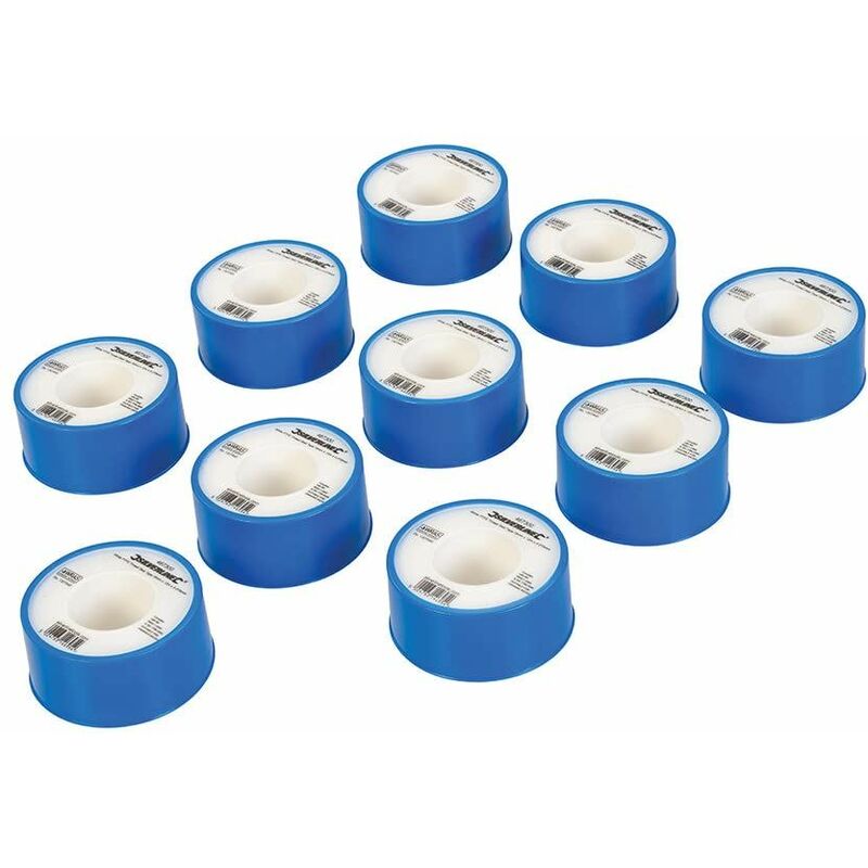 White PTFE Thread Seal Tape 10pk 19mm x 12m 905866 - Silverline