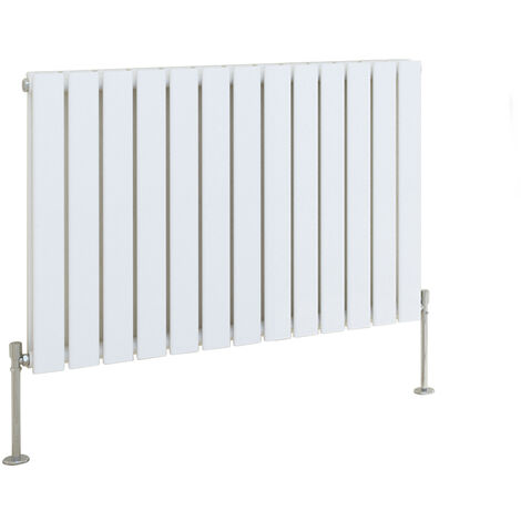 White Radiator Flat Panel Central Heating Rads with Angle Square Valve Horizontal Double 600x884mm