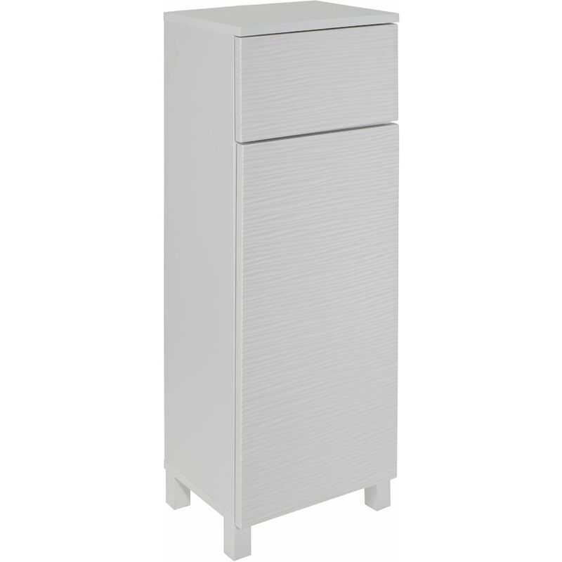 White Ripple Bathroom Floor Cabinet Storage Unit - White