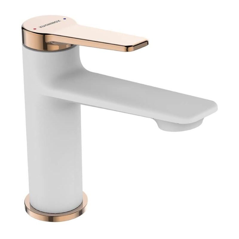 White/Rose Gold Finishing Bathroom Basin Sink Tap Single Lever Faucet Mixer