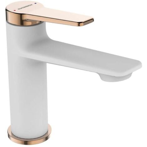 White/Rose Gold Finishing Bathroom Basin Sink Tap Single Lever Faucet Mixer