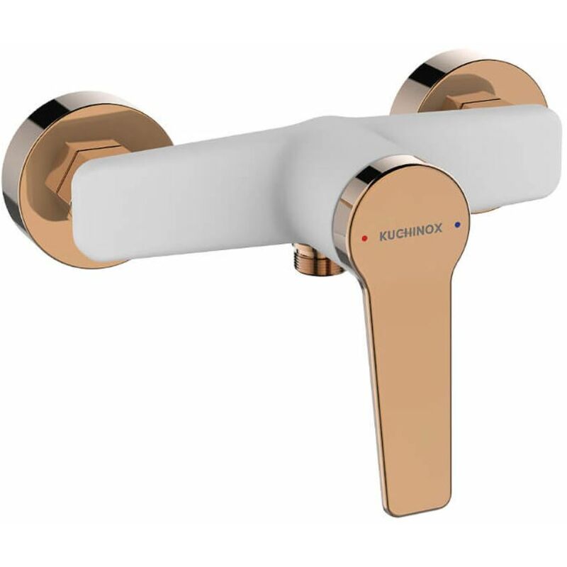 White/Rose Gold Finishing Shower Tap Wall Mounted Mixer Single Lever