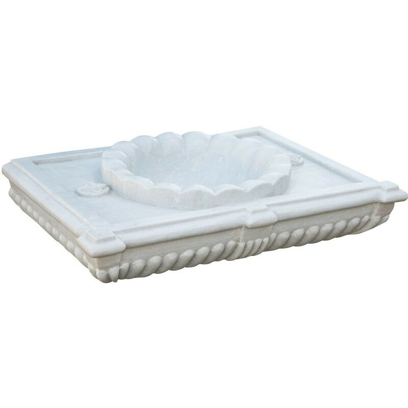 White scalloped marble sink L80XD18XH56 cm