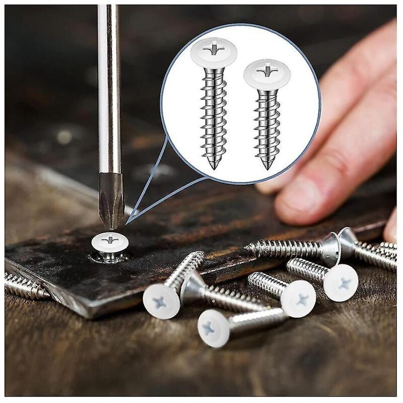 Vis blanches pour bois, tôle blanche, filetage, tête bombée, autotaraudeuse rapide, pour armoire