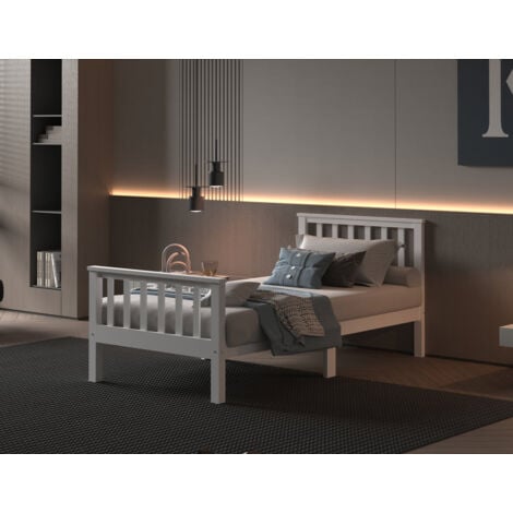 FURNITURE HMD White Double Bed Frame:135x190cm