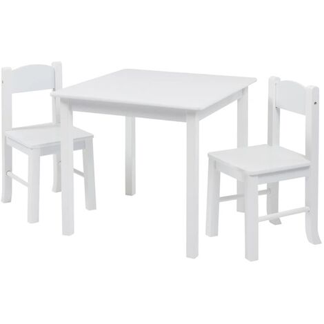 main image of "White Solid Wooden Table & 2 Chairs"