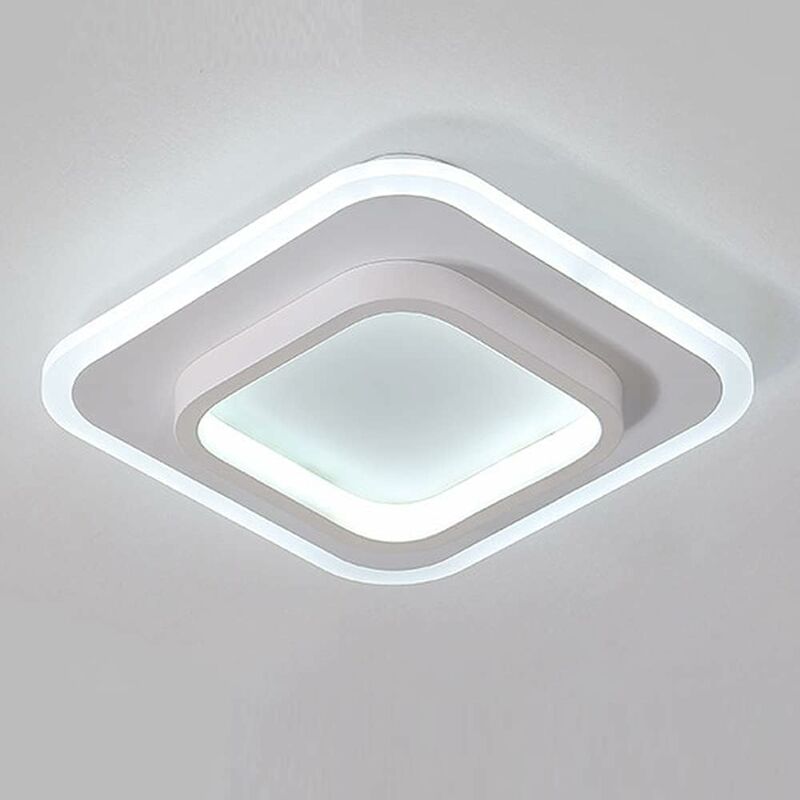 White Square Light Fixture Easy Fashion Nordic Style Led Ceiling Light For Balcony Kitchen Ceiling Light Fixture Warm Light 20W (Cold White Light)