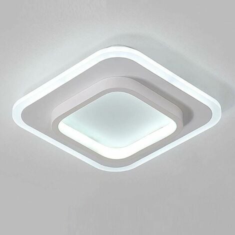 White Square Light Fixture Easy Fashion Nordic Style LED Ceiling Light for Balcony Kitchen Ceiling Light Fixture Warm Light 20W (Cold White Light)