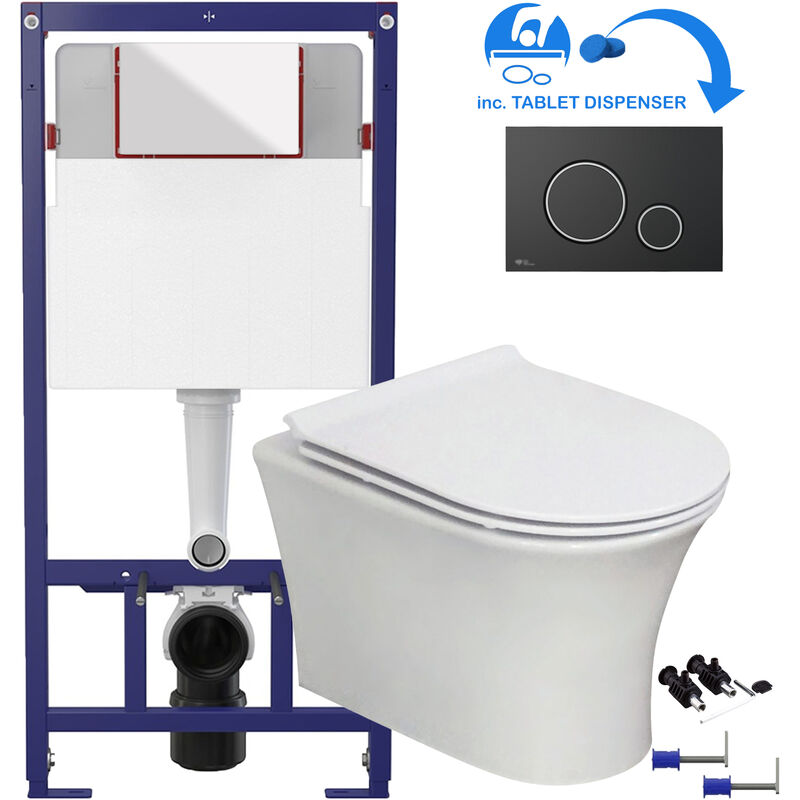 Durovin Bathrooms Ceramic Rimless Wall Hung Square Toilet