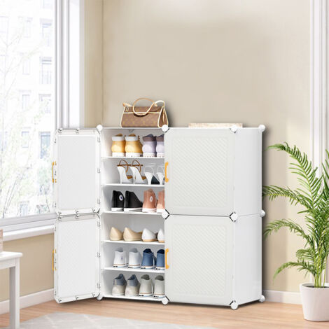 White Twill Doors Simple Six-Layer Shoe Cabinet with Doors for Home Use 85cm W x 32cm D x 95m H