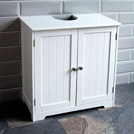 White Under Sink Storage Cabinet Bathroom Shelving Vanity Unit Basin Furniture Toilet Cupboard Free Standing Unit