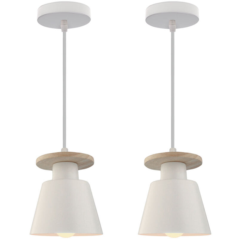 White Vintage Industrial Pendant Lamp Antique Minimalist Style Ceiling Lamp Retro Pendant Light Modern Pendant Light(2PCS)