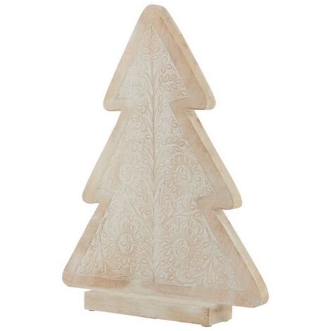 White Wash Collection Large Patterned Decorative Tree - Wood - L6 x W32 x H43 cm - Brown