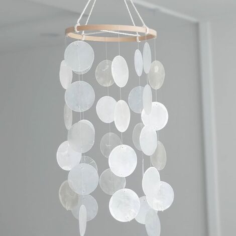 White wind, mother-of-pearl, 60 cm, window decoration, mobile to decorate terrace and balcony