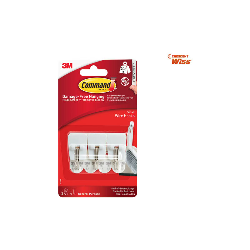 Command - White Wire Hooks (Pack 3) - COM17067