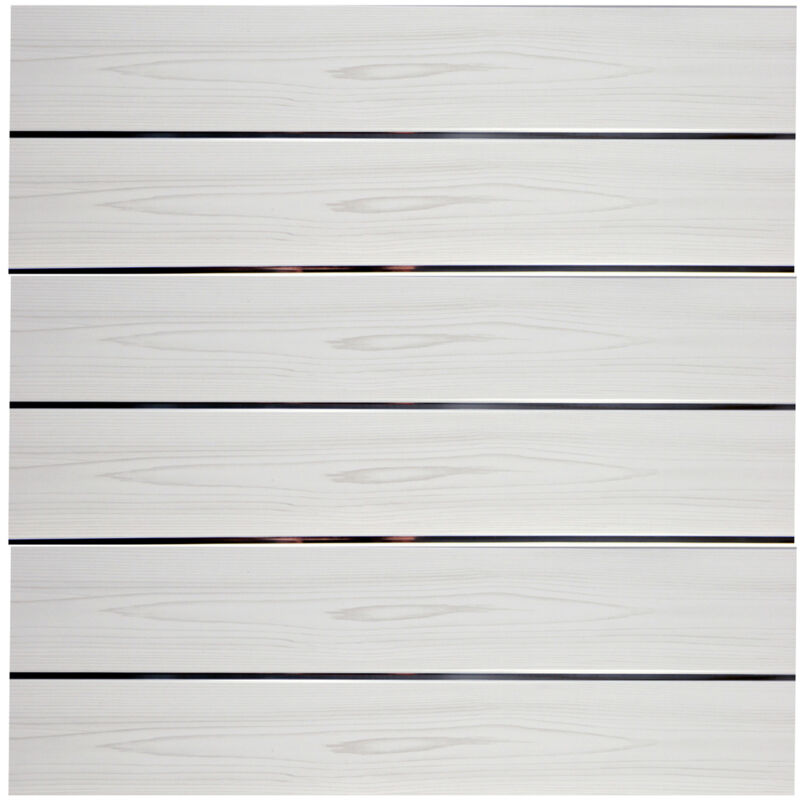 6mm Matt White Wood with Silver Strip 200mm x 2700mm Pack of 5 Wall and Ceiling Panels - White - Wholepanel