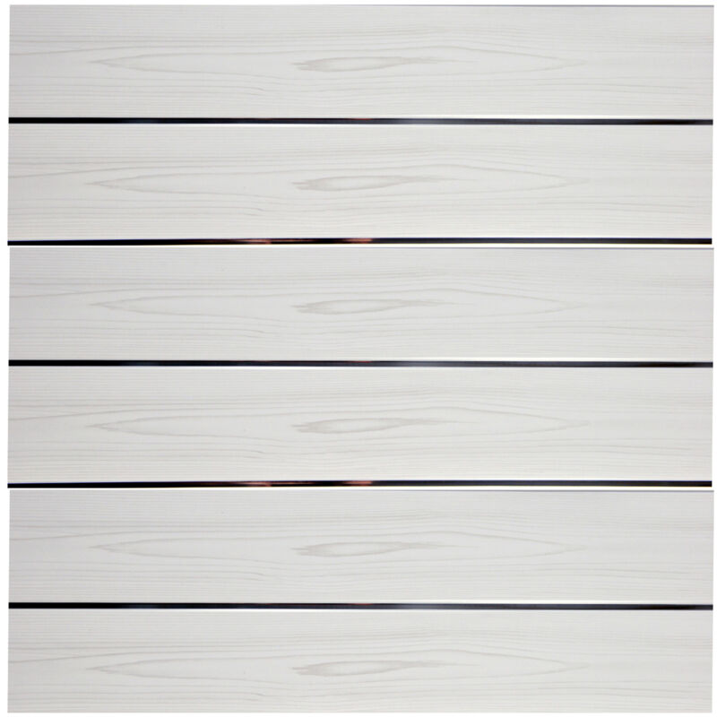 Wholepanel - 6mm Matt White Wood with Silver Strip 200mm x 2700mm Pack of 5 Wall and Ceiling Panels