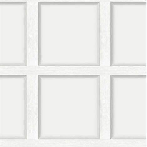 main image of "White Wood Panel Effect Wallpaper Holden Decor Modern Contemporary"