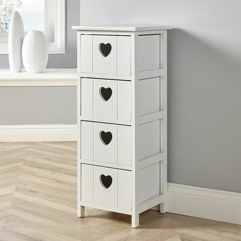 White Wooden 4 Drawer Chest Bedroom Storage Organiser Bedside Fully Assembled