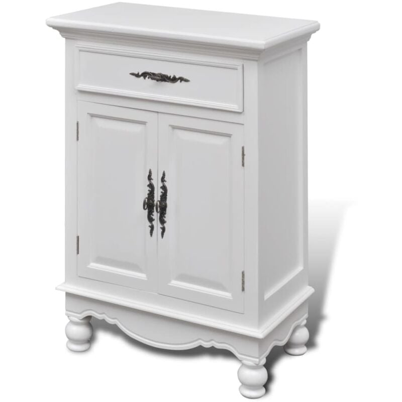 Wooden Cabinet with 2 Doors 1 Drawer White vidaXL