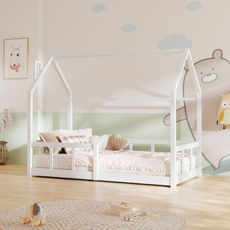 White Wooden House Bed Frame